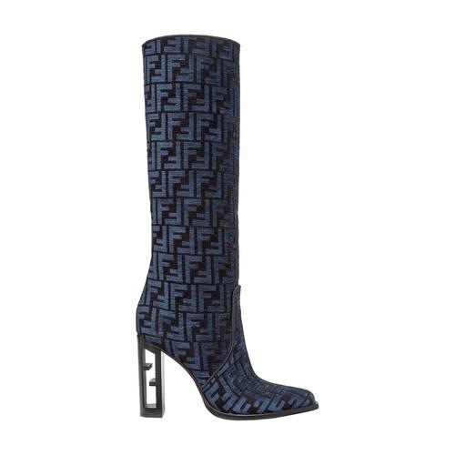 Fendi Jacquard Ff Sculptural heel Tall Boots in Black Lyst UK