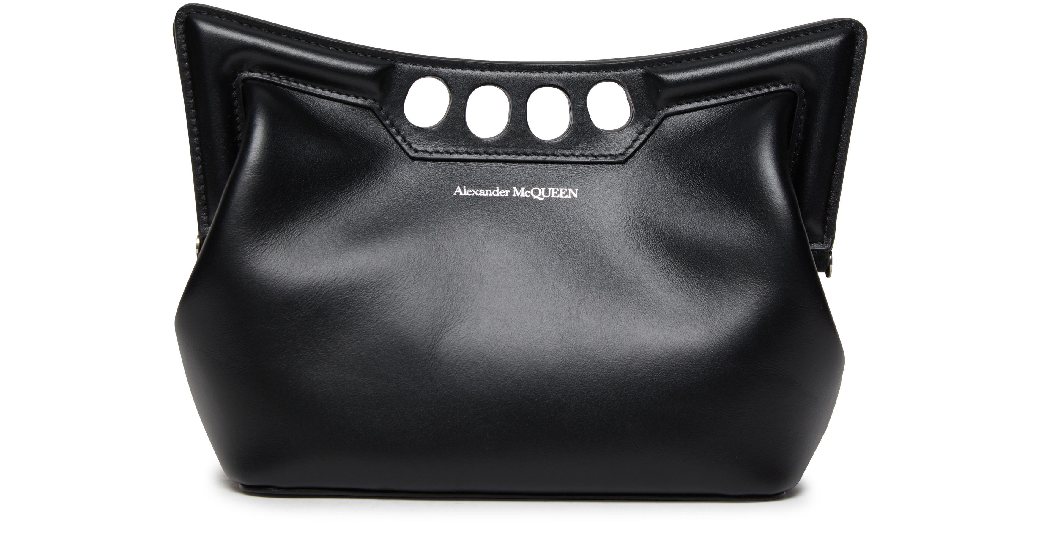 ショルダーバッグ・ポシェット Alexander Mcqueen The Mini Peak Crossbody - Leather - Black Alexander Mcqueen The Peak Mini Crocodile-effect Faux