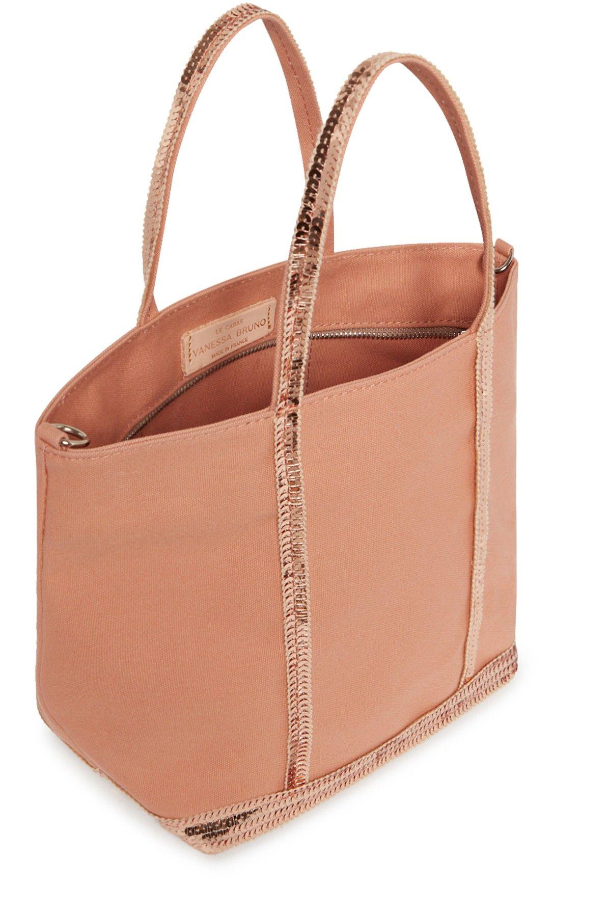 Vanessa Bruno Small Canvas And Sequins Cabas Tote Bag in Natural | Lyst