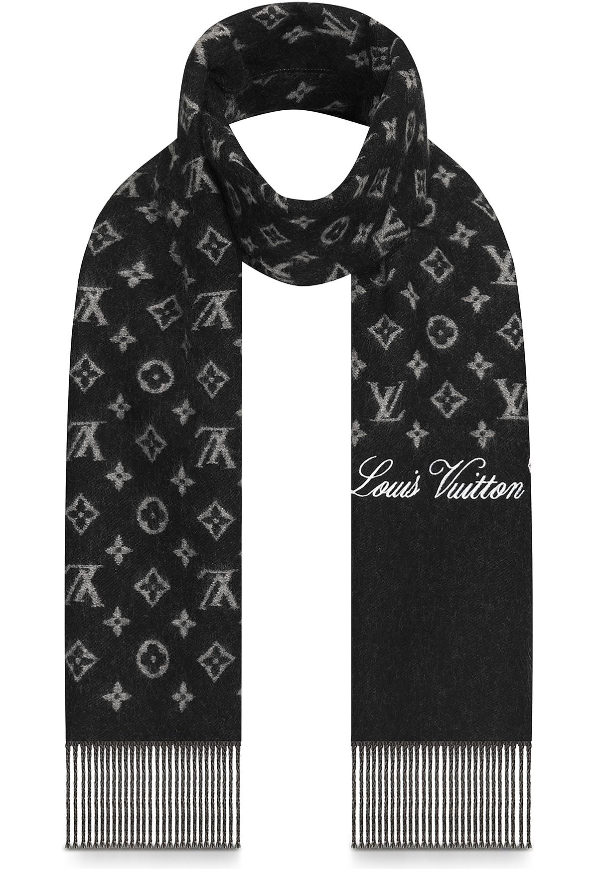 Louis Vuitton Louis Vuitton Gray x White Cashmere Scarf Muffler