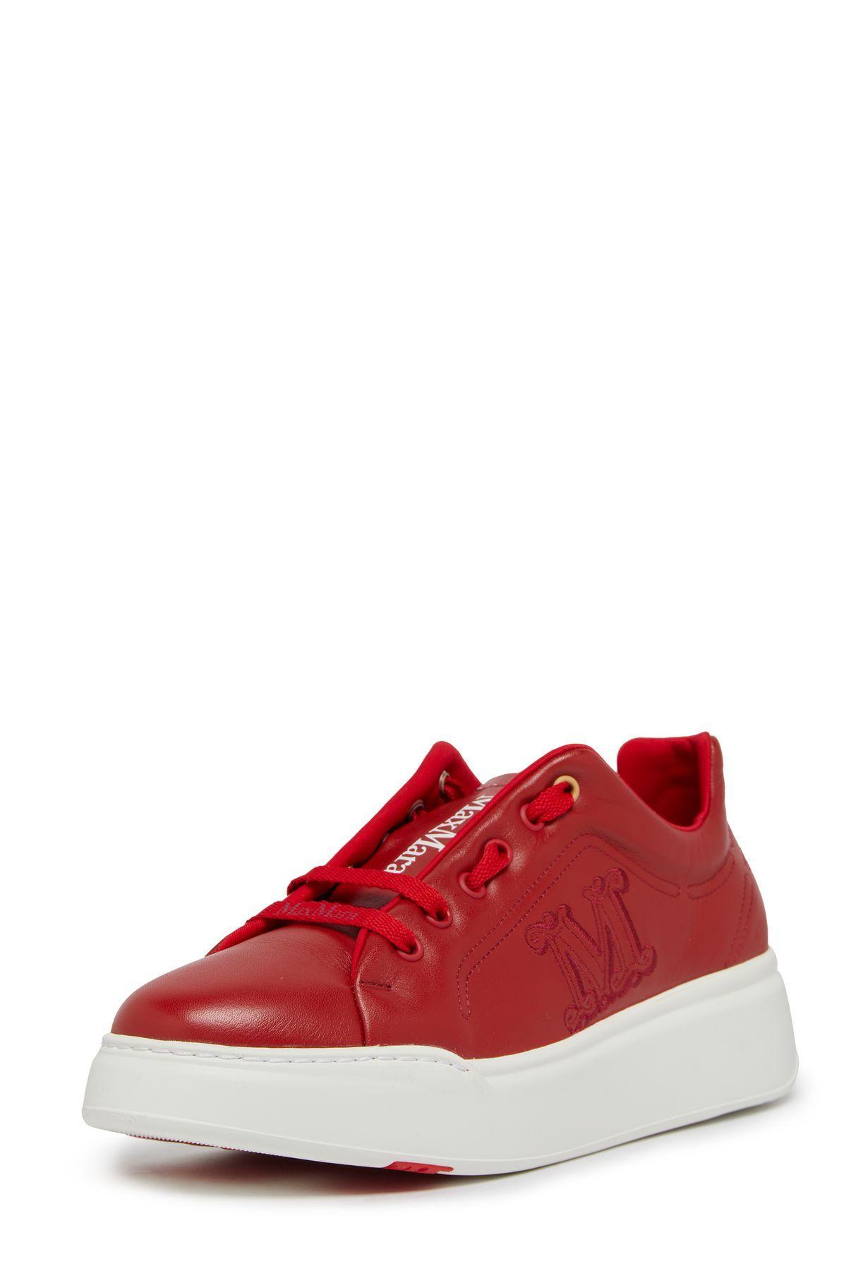 Maxi leather sneakers in red - Max Mara | Mytheresa