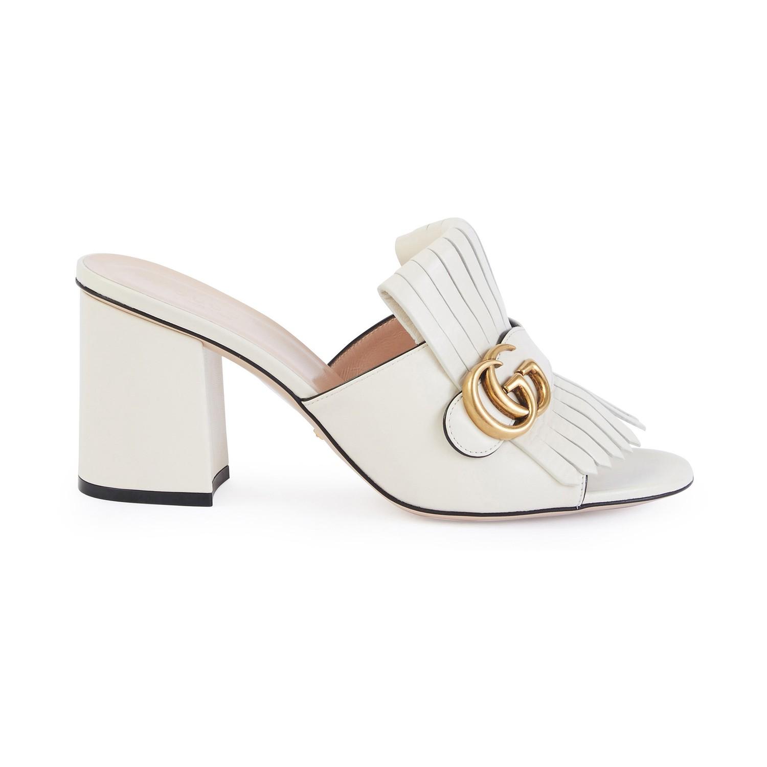 Mules Gg Marmont Gucci En Coloris Blanc Lyst