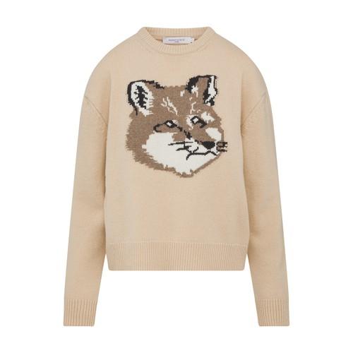 Maison Kitsuné Big Fox Head Sweater in Natural | Lyst