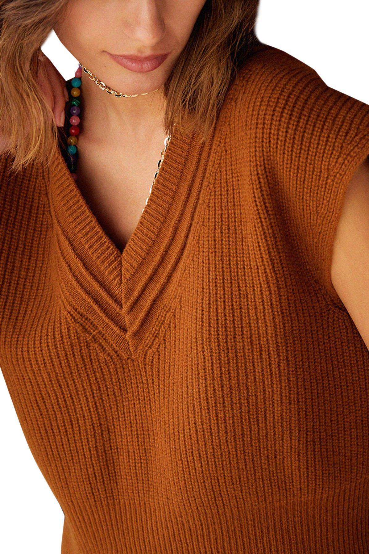 Momoní Boleto Rib-knit Gilet in Brown | Lyst