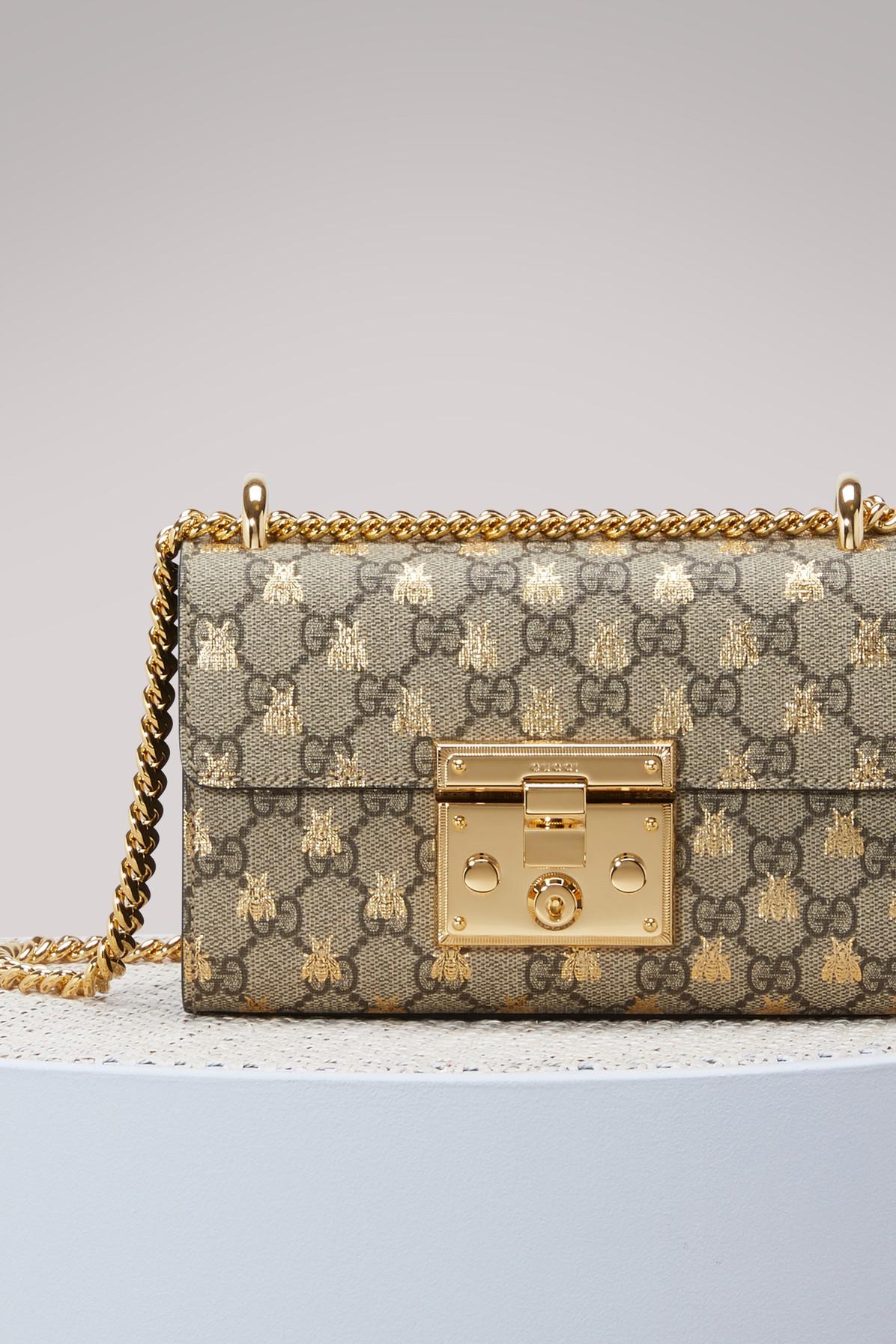 Padlock Edition Bee bag in beige monogram canvas Gucci - Second