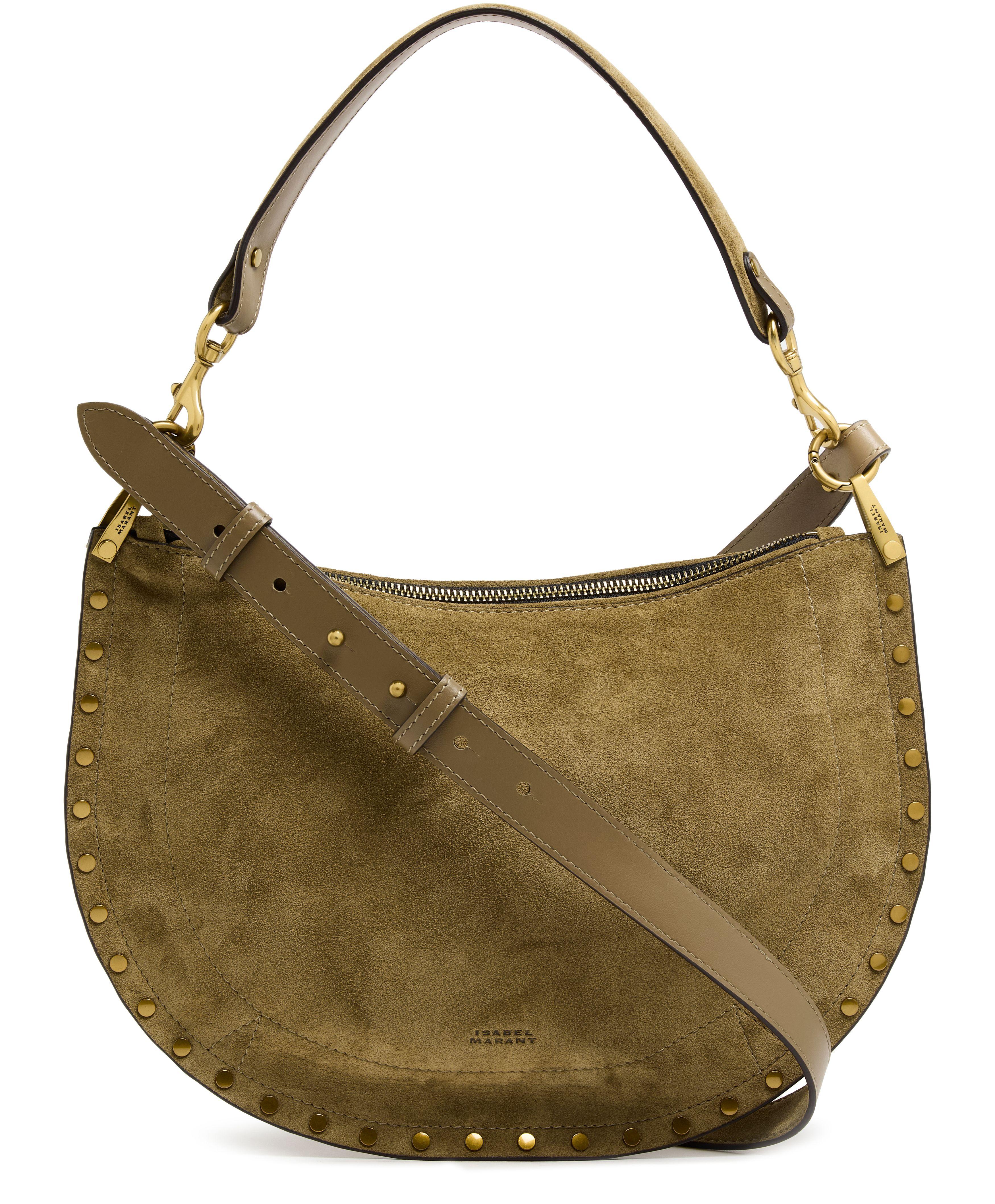 トートバッグ ISABEL MARANT Olive Green Suede Oskan Shoulder Bag Isabel Marant Oskan Moon Small Suede Shoulder Bag in Green