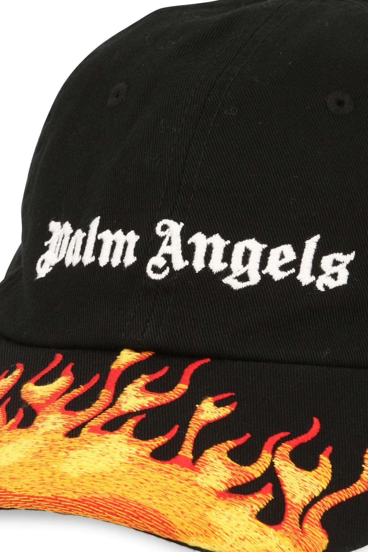 Palm Angels Cotton Flames Logo Cap in Black for Men | Lyst
