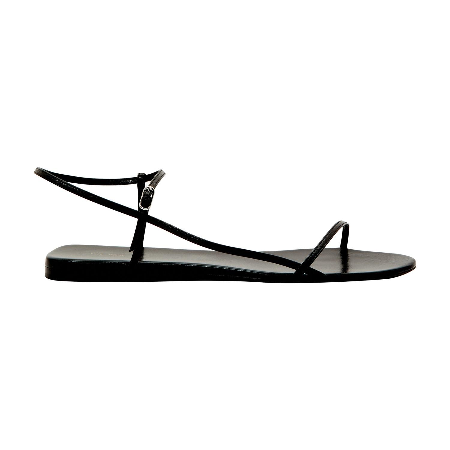 The Row Leather Bare Flat Strappy Sandals in Black - Save 40% - Lyst