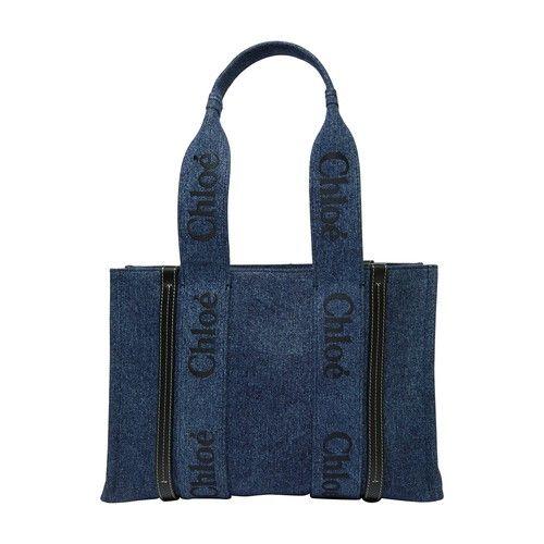 Chloé Woody Denim Tote Bag in Blue | Lyst