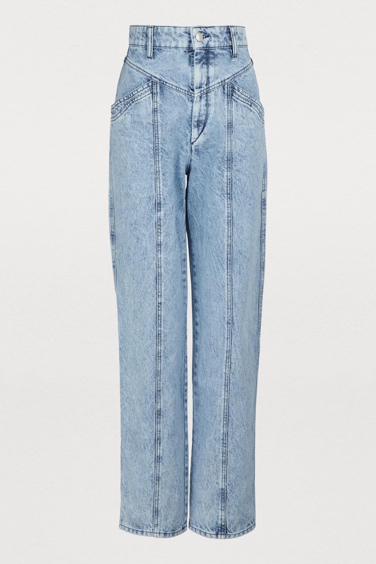 Forsendelse Wade Modsætte sig Isabel Marant Lenia Cotton Jeans in Blue - Lyst