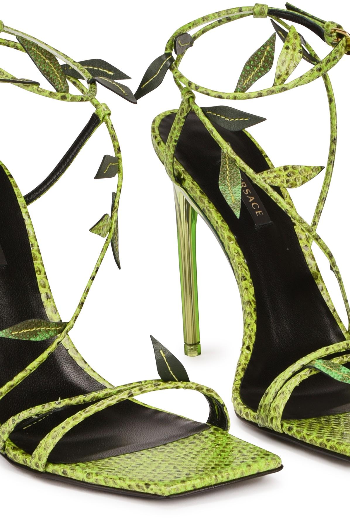 Versace Jungle Heeled Sandals in Green | Lyst Versace Jungle Heeled Sandals in Green | Lyst