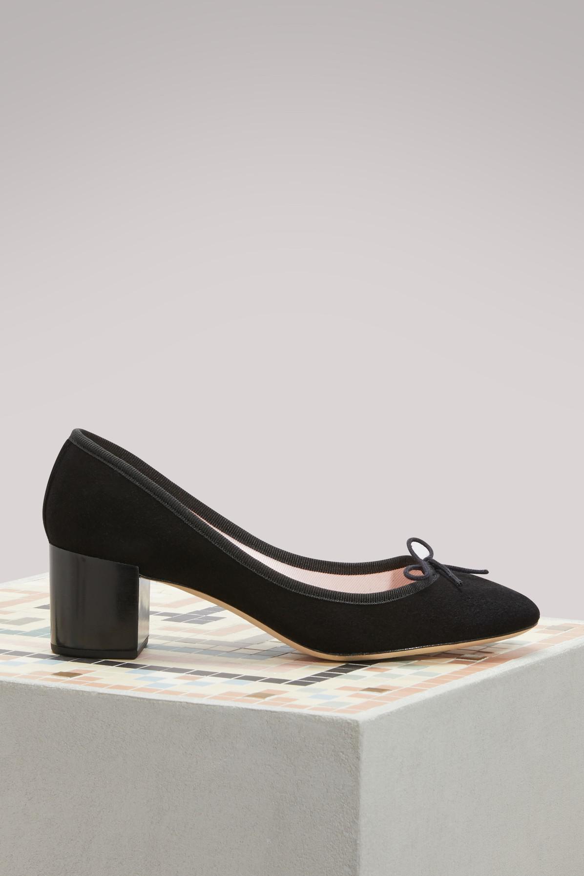 Repetto Velvet Farah Ballet Pumps With Heels in Black - Lyst