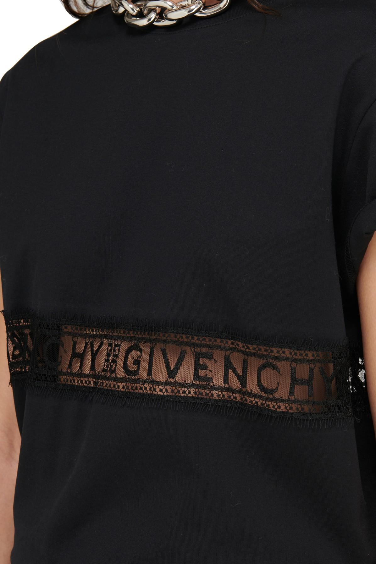 Givenchy Givencny T-shirt With Lace Webbing in Black | Lyst