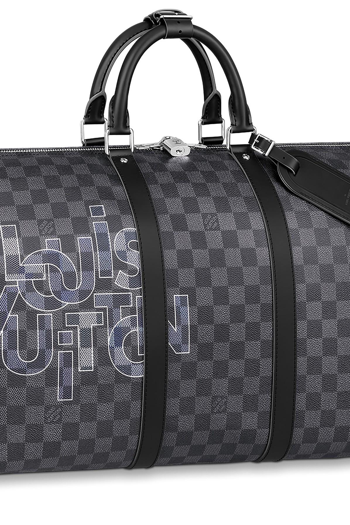 LOUIS VUITTON LV Keepall Bandouliere 50 Used Boston Bag Gray Ombre