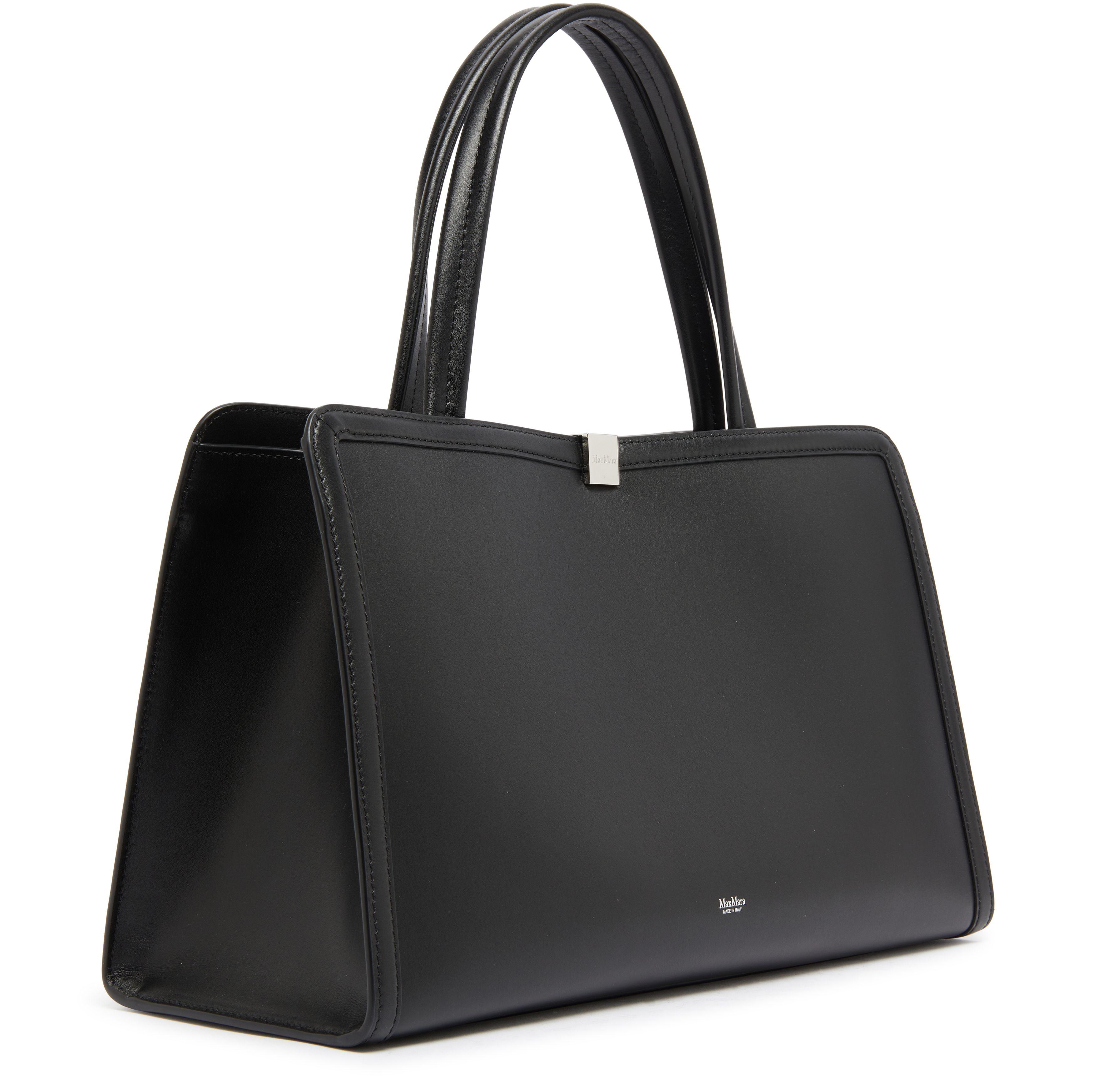 Max Mara Bianca Calfskin Leather Tote Bag in Black | Lyst Max Mara Bianca Calfskin Leather Tote Bag in Black | Lyst