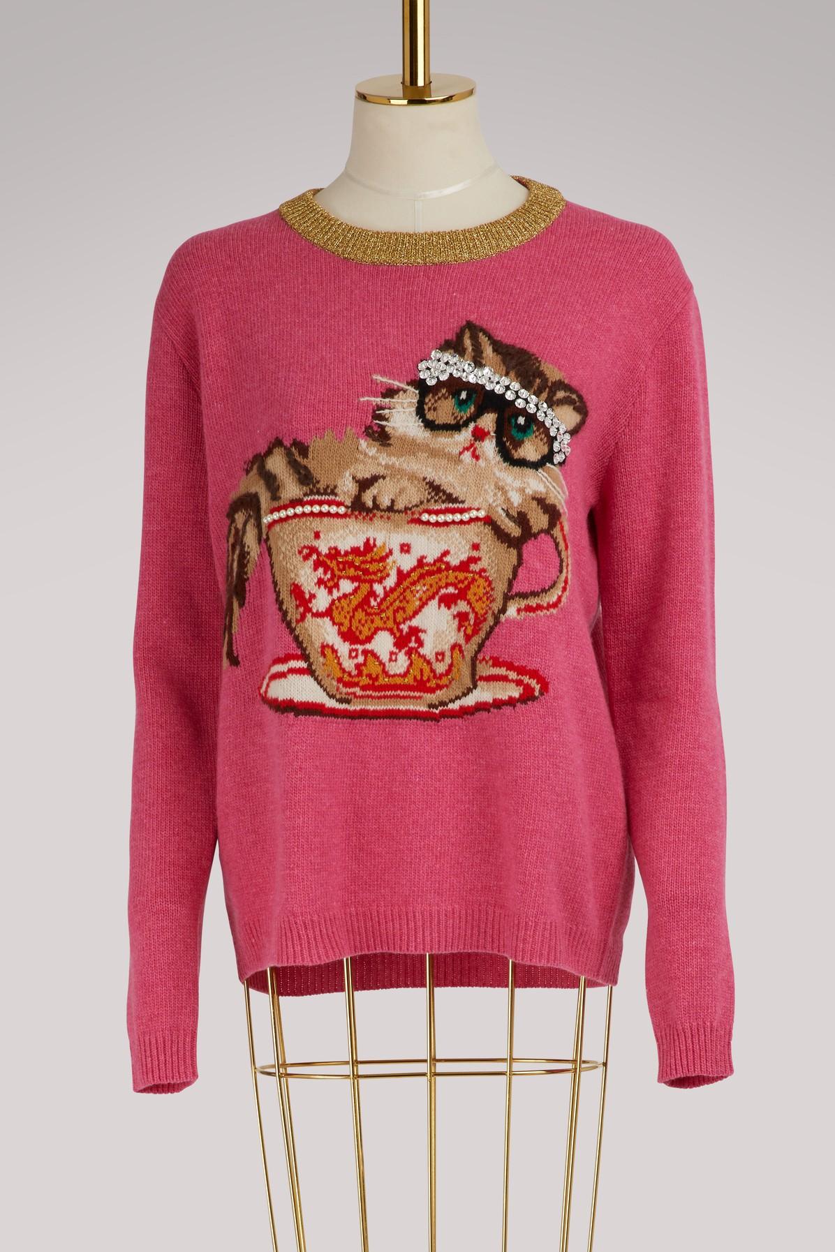 Gucci Cat Sweater in Pink |