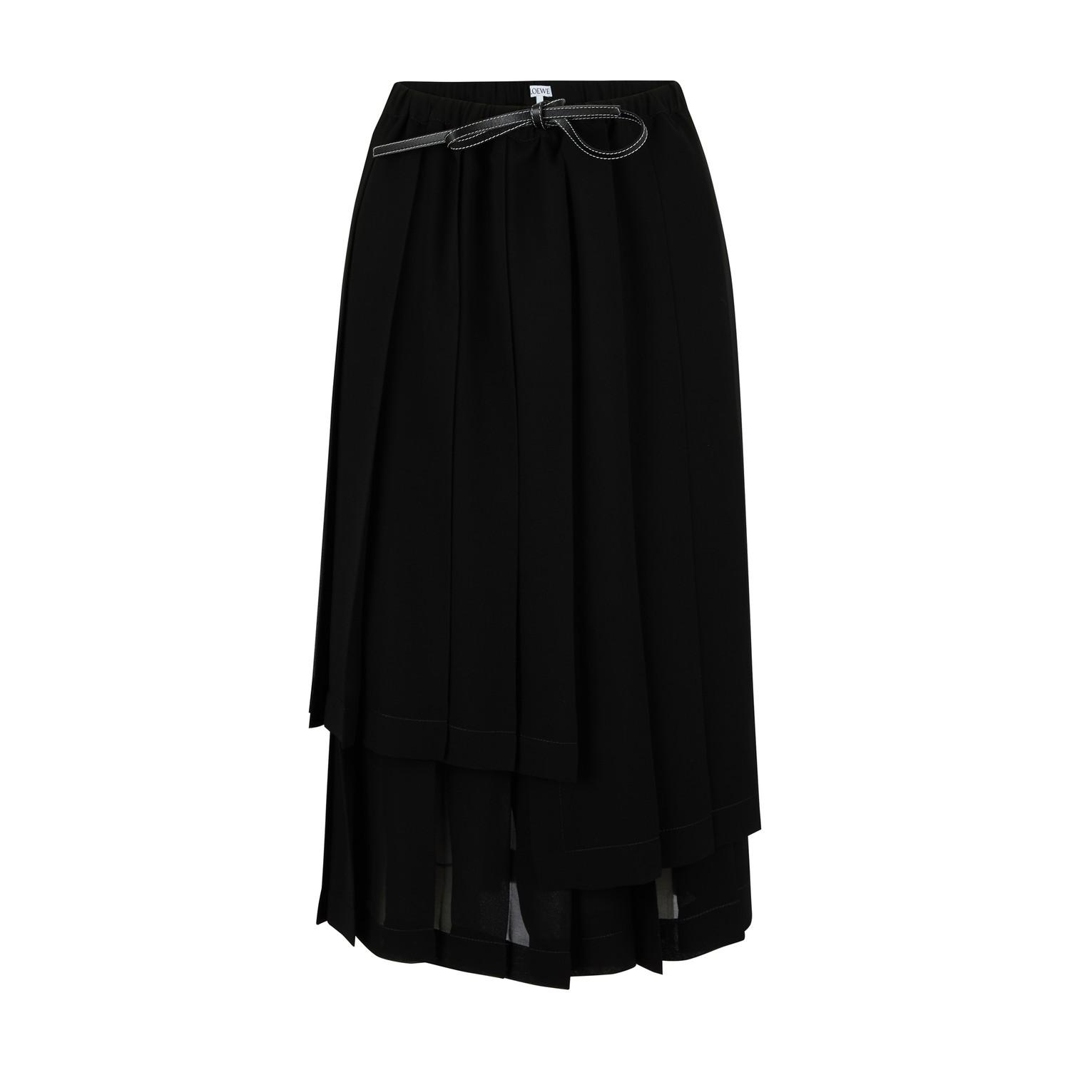 Loewe Pleated Mid-length Skirt in Black - Save 40% - Lyst