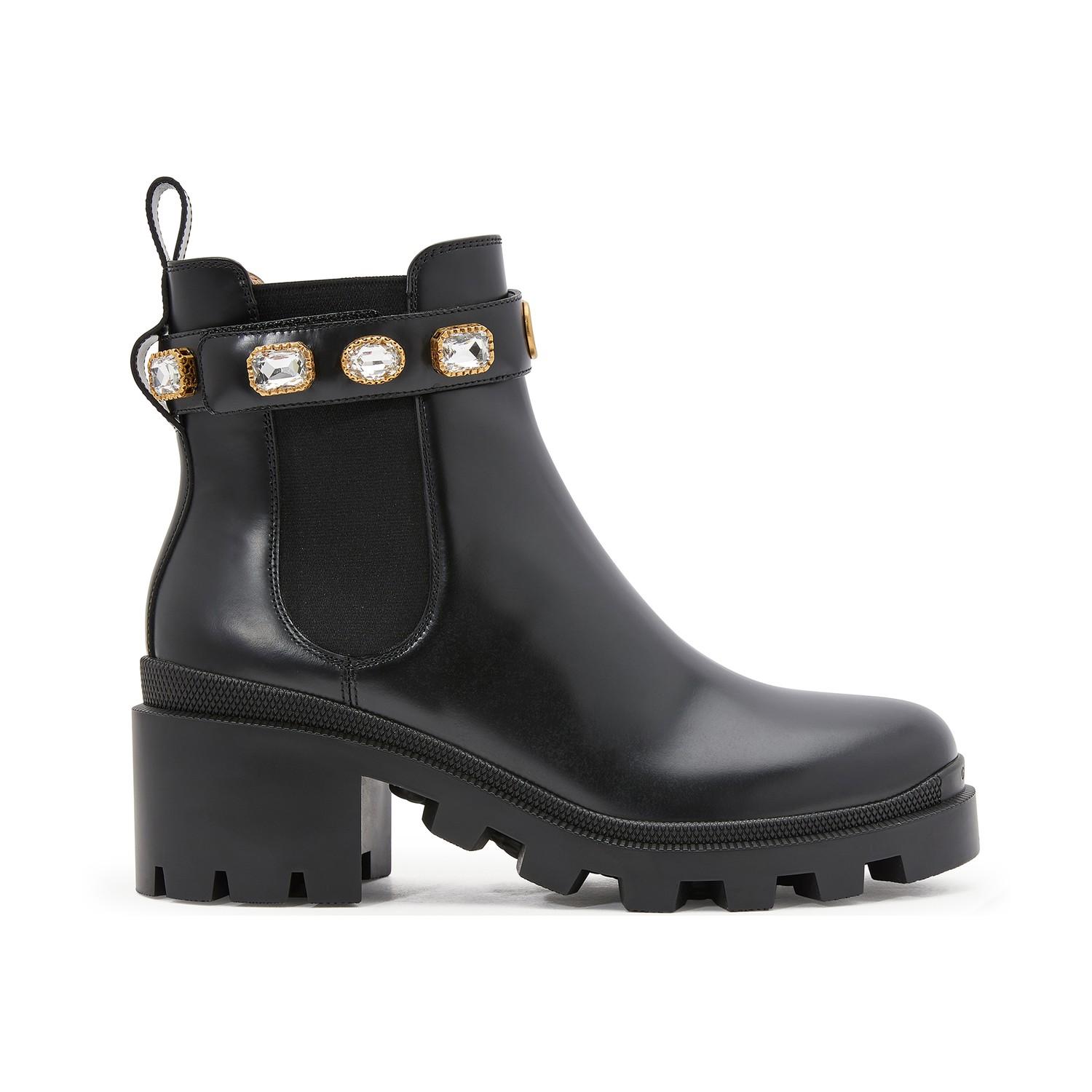 Gucci Leather Gemstone Chelsea Boots in Black Leather (Black) - Save 27% - Lyst