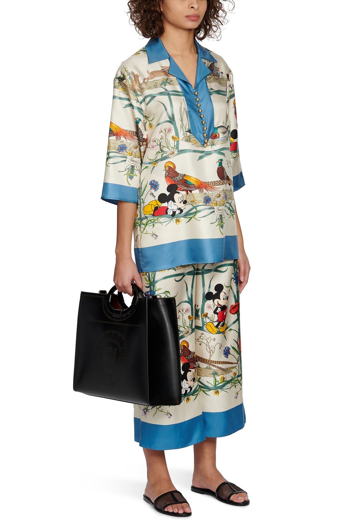 Gucci Mickey Mouse Silk Pyjama Top. in Blue | Lyst