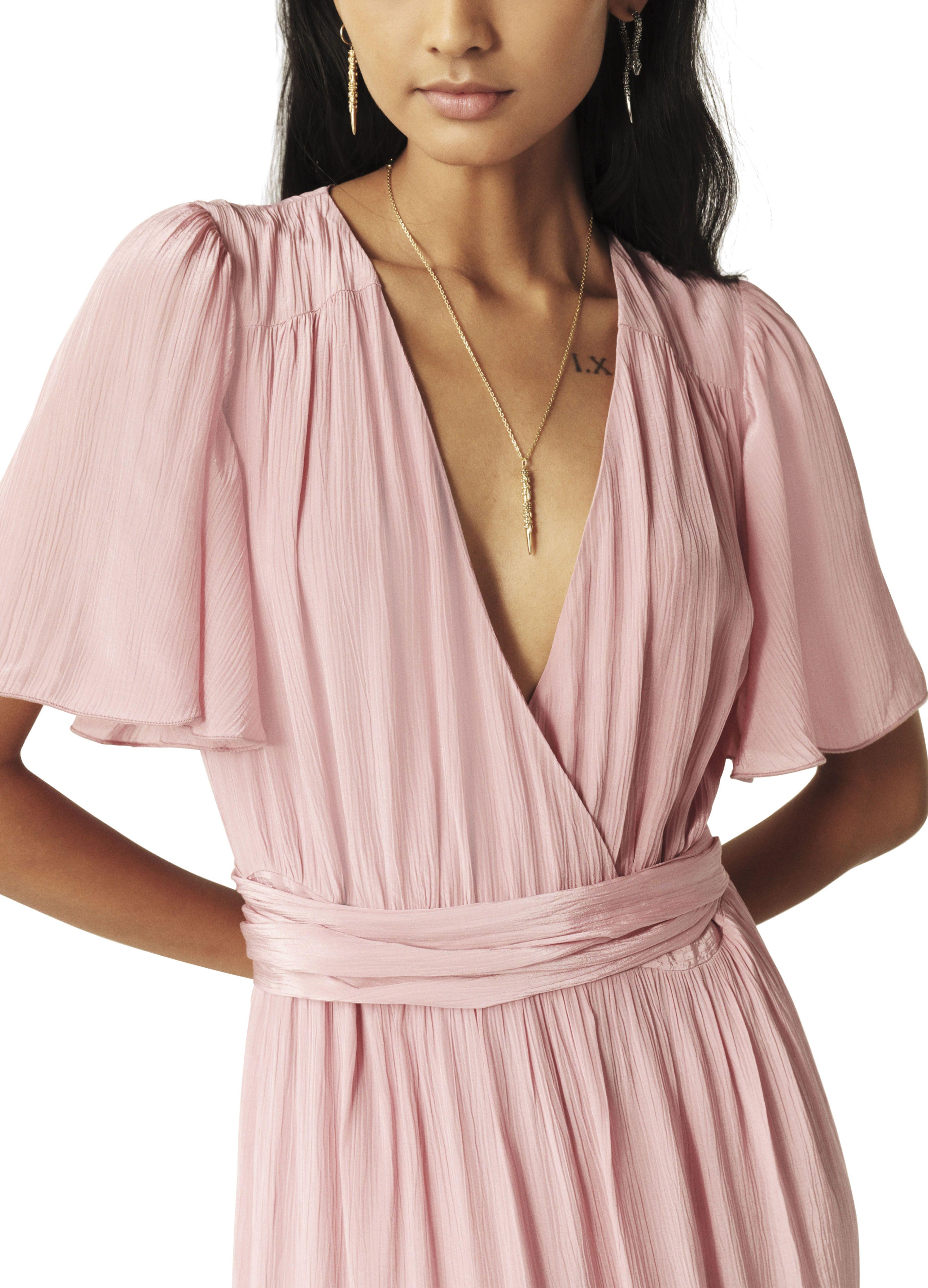 bash pink dress Ba&sh $385 Pamela Pink Flowing Shirt Dress, XS