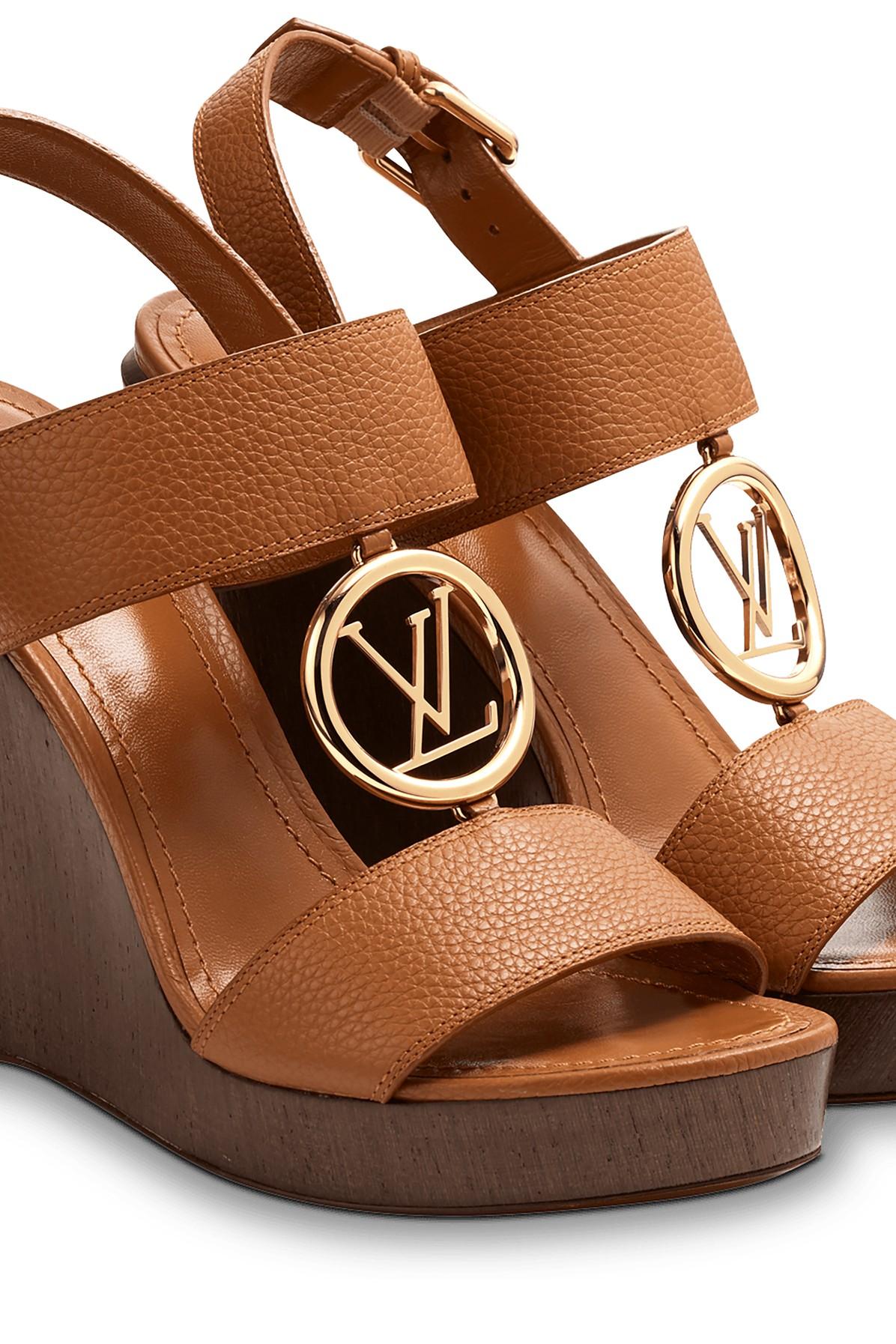 Louis Vuitton Logo Wedge Sandals - Farfetch