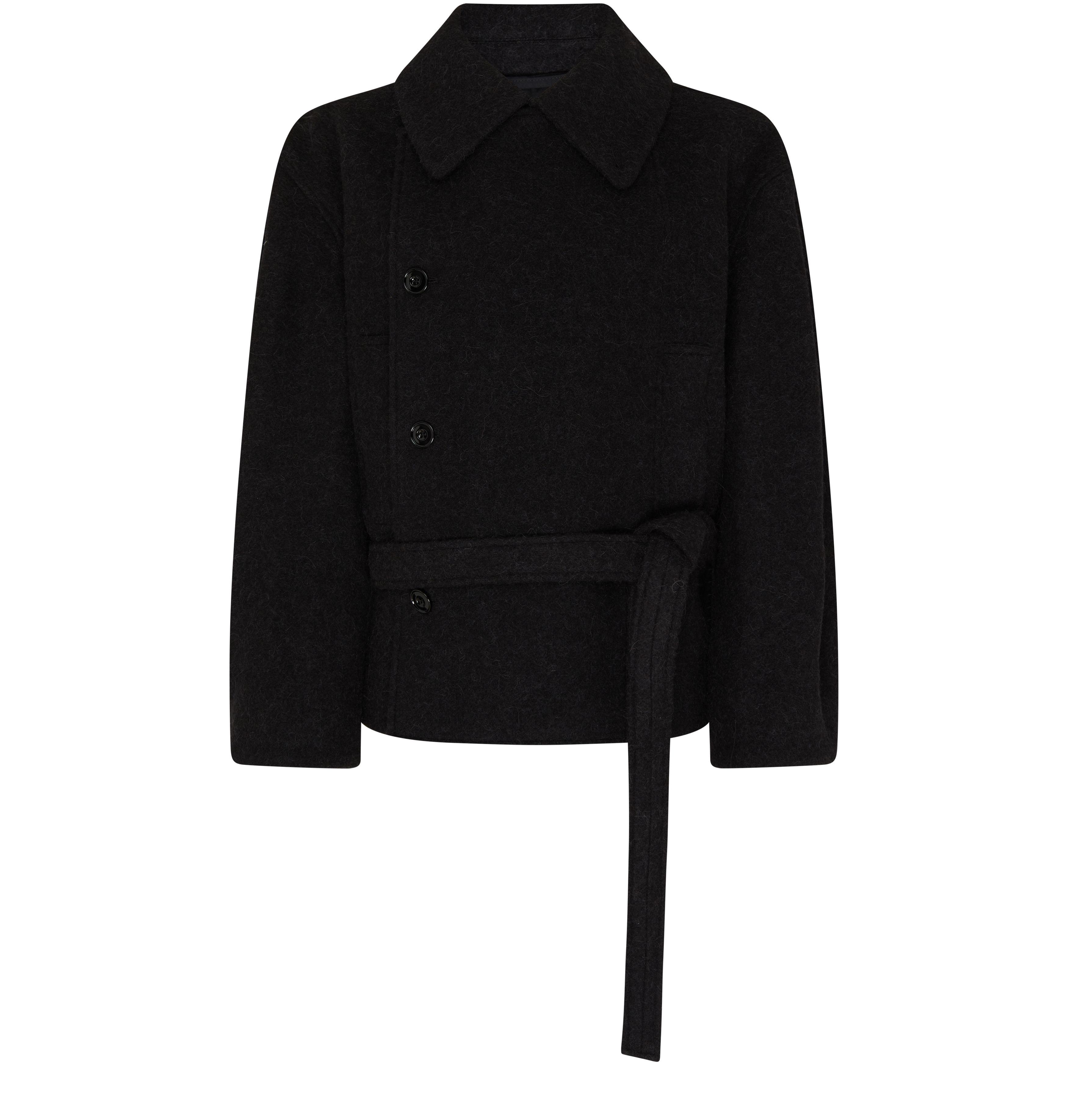 Lemaire Short Asymmetrical Bathrobe Coat in Black | Lyst
