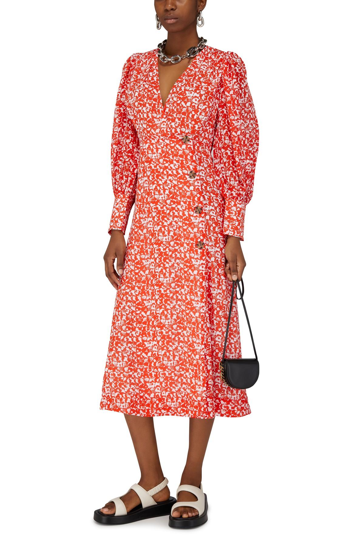 Ganni Printed Dress in Red - Save 17% | Lyst