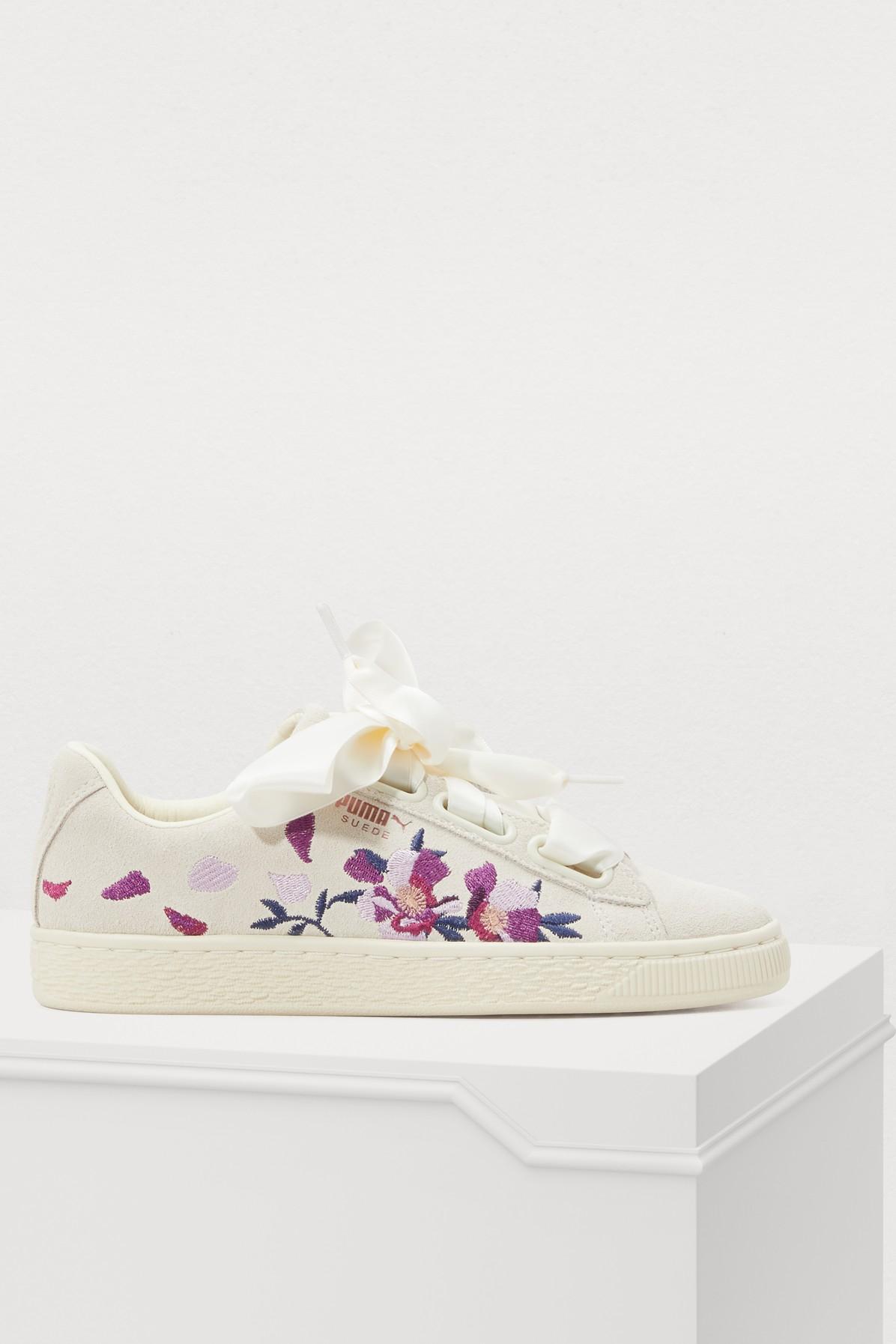 PUMA Satin Heart Flower Sneakers in White - Lyst