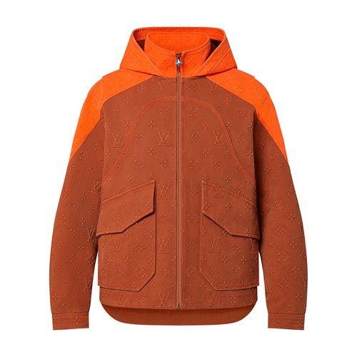 Authentic Louis Vuitton Monogram Hooded Denim Jacket Orange Fw 21