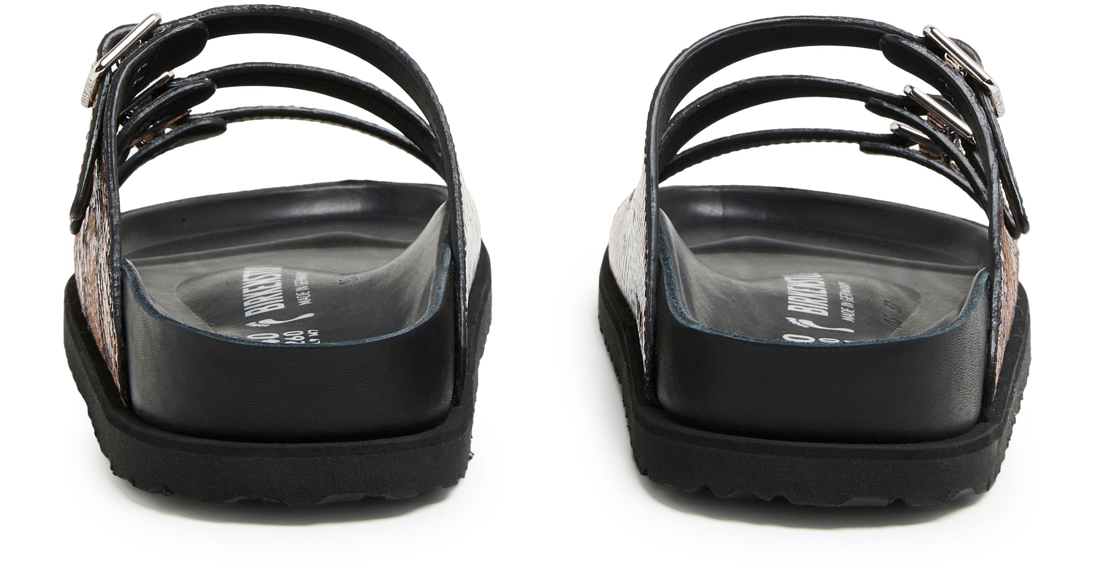 Birkenstock Florida Snake Leather Sandals in Brown | Lyst