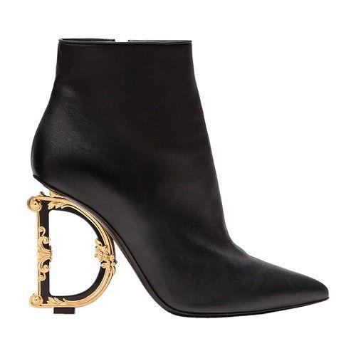 Dolce & Gabbana Nappa Leather Ankle Boots With Baroque Dg Detail in
