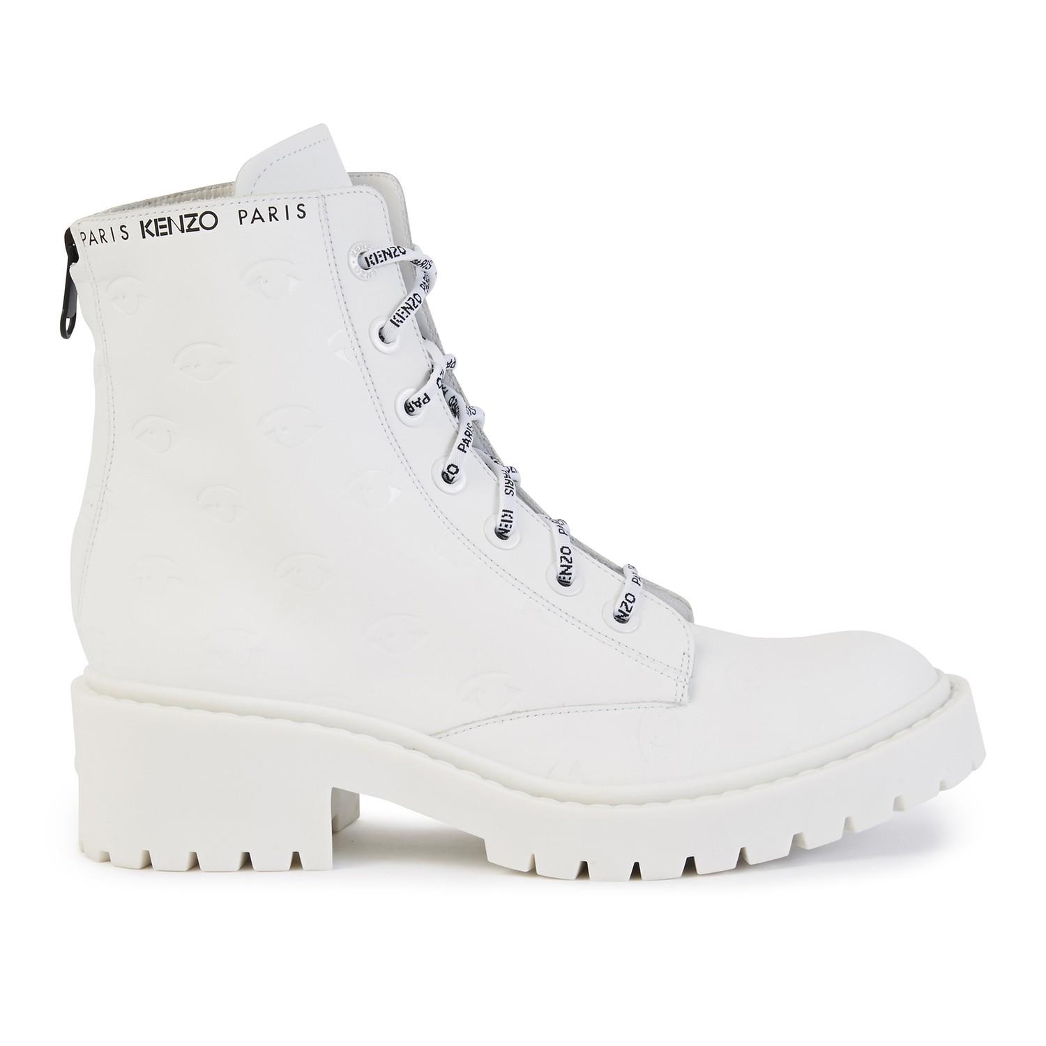 KENZO Pike Lace-up Boots in White - Lyst
