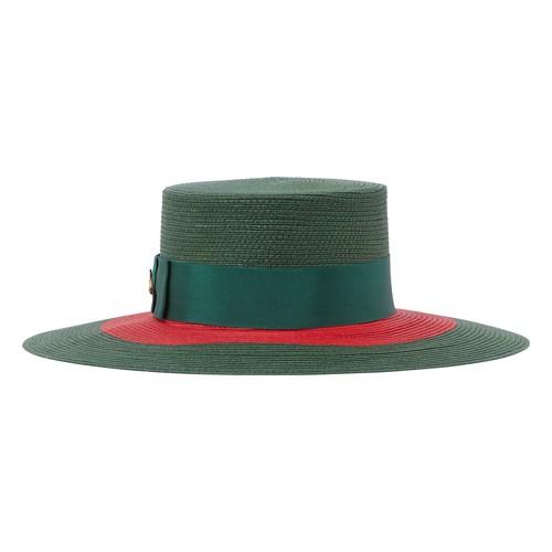 Gucci Web Straw Hat in Green | Lyst