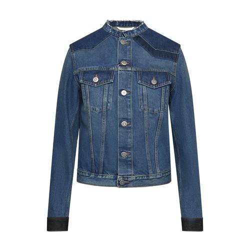 Maison Margiela Collarless Denim Jacket in Dirty_medium_blue_raw_indigo  (Blue) | Lyst UK