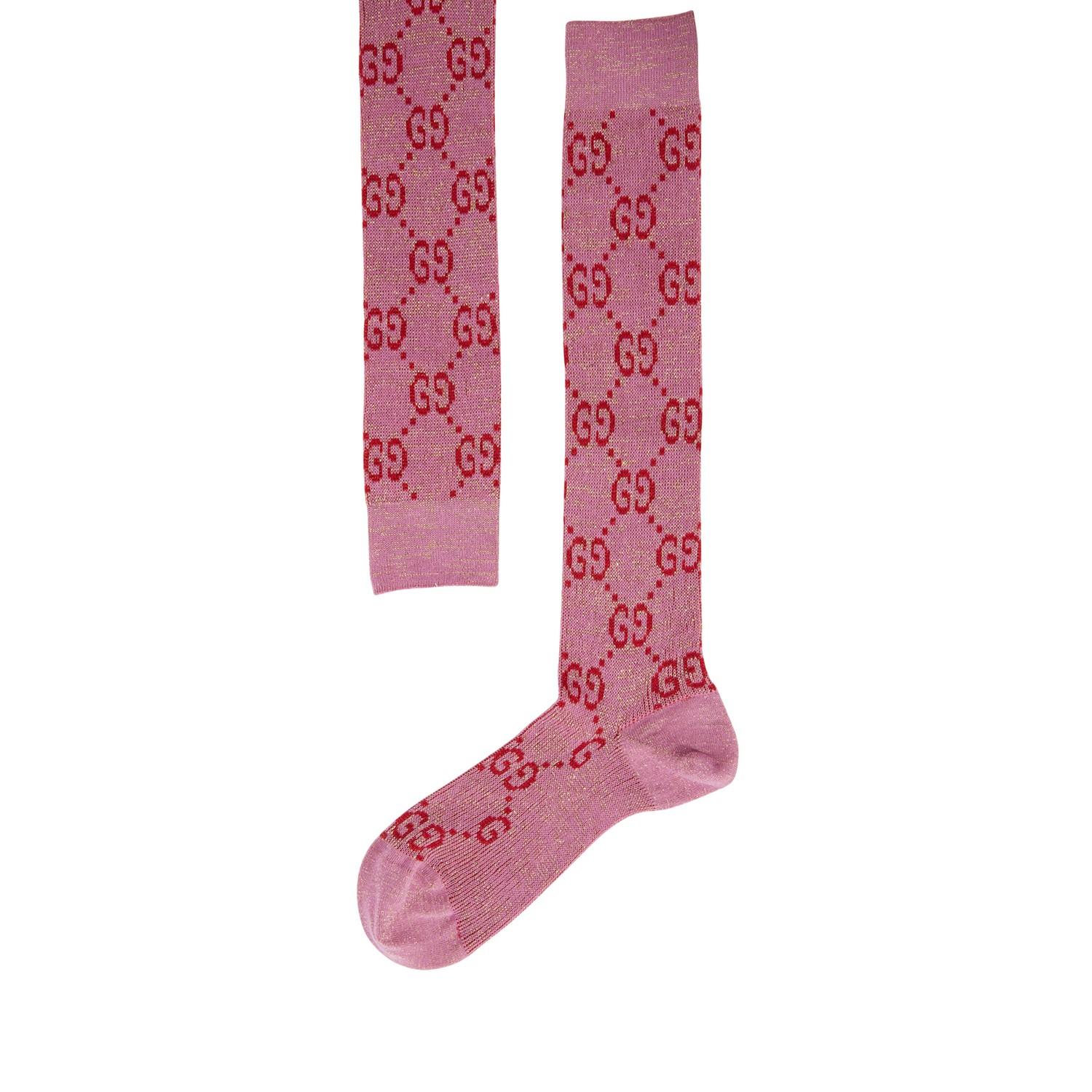 Gucci Lurex Interlocking G Socks in Pink - Lyst