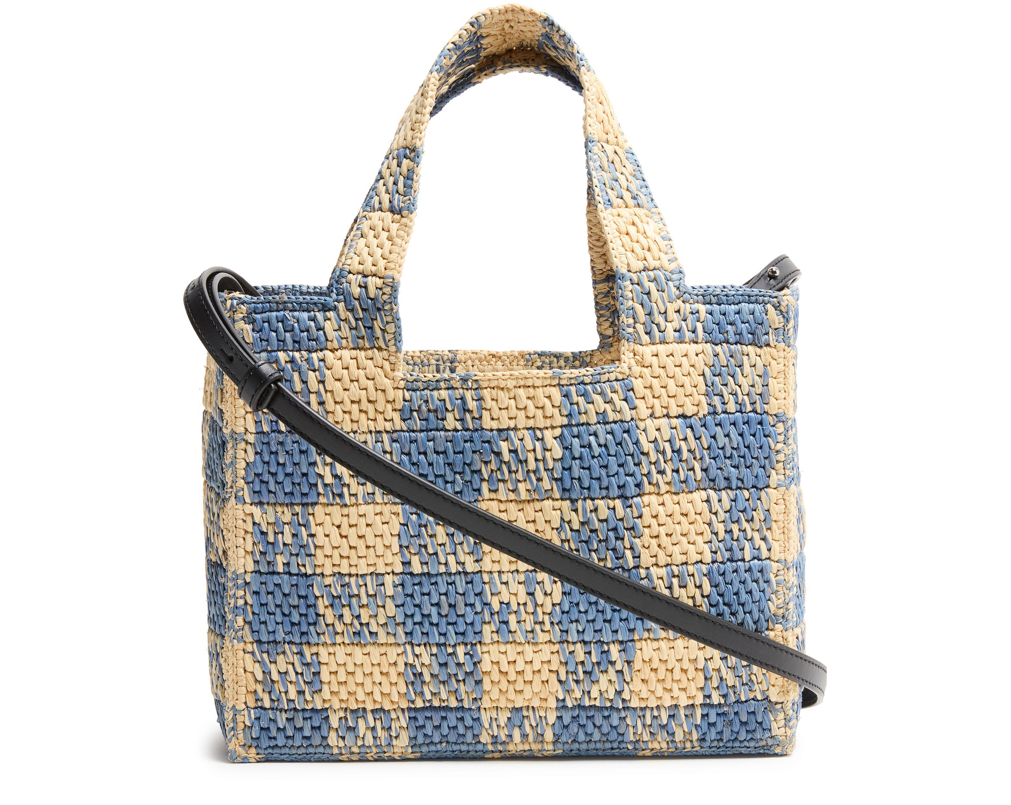 トートバッグ LOEWE LOEWE Font Gingham mini raffia tote bag Gingham bag トートバッグ tote mini raffia LOEWE LOEWE Font