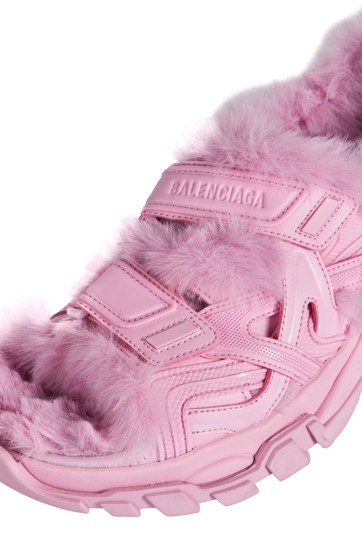 Balenciaga Track Fake Fur Sandals Pink | Lyst