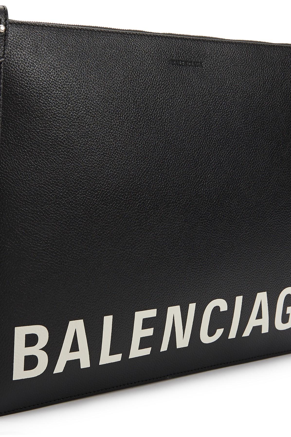 balenciaga cash leather zip pouch