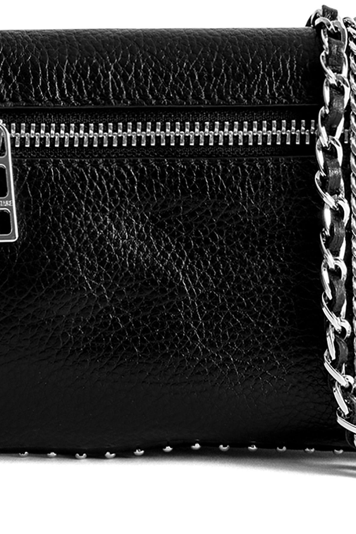 NWT Zadig & Voltaire Grained Leather Nano Rock Stud Clutch Crossbody Handbag