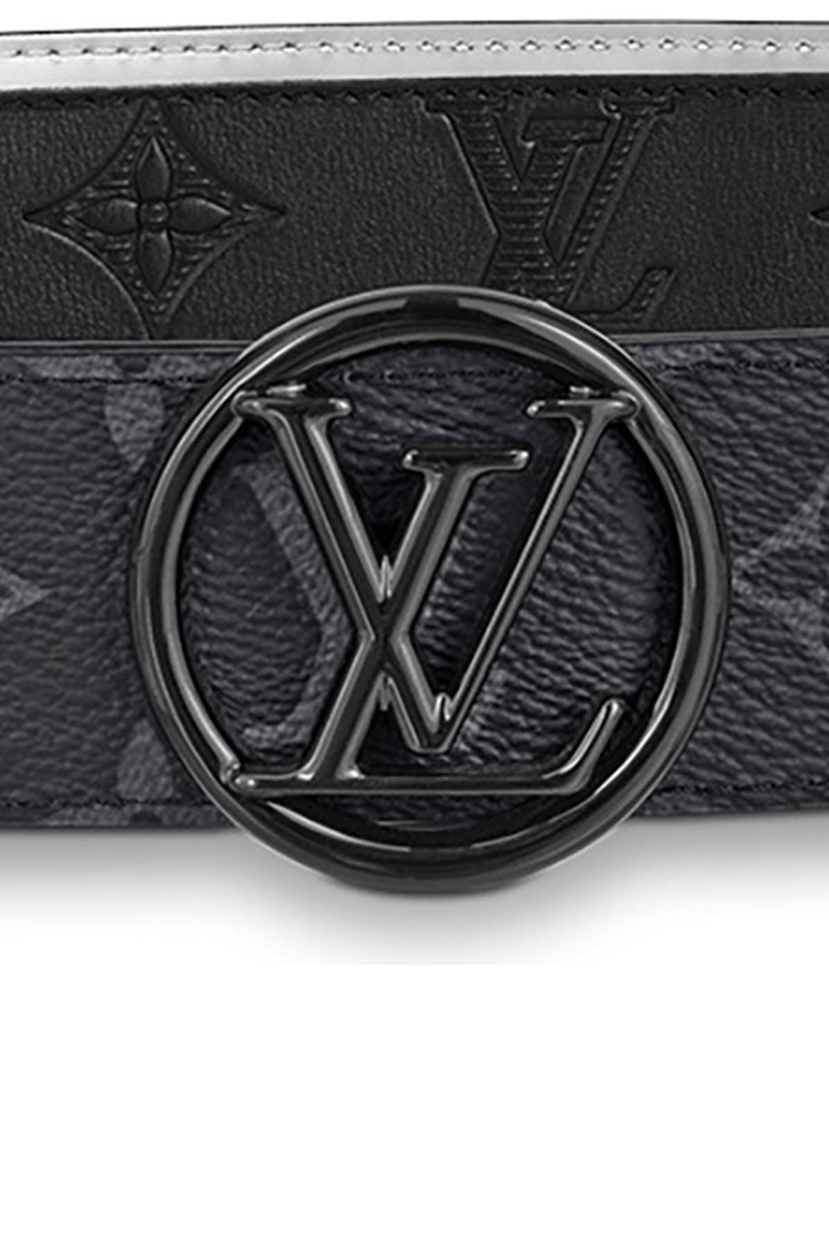Louis Vuitton LV Circle 35mm Reversible Belt Black + Cowhide. Size 80 cm