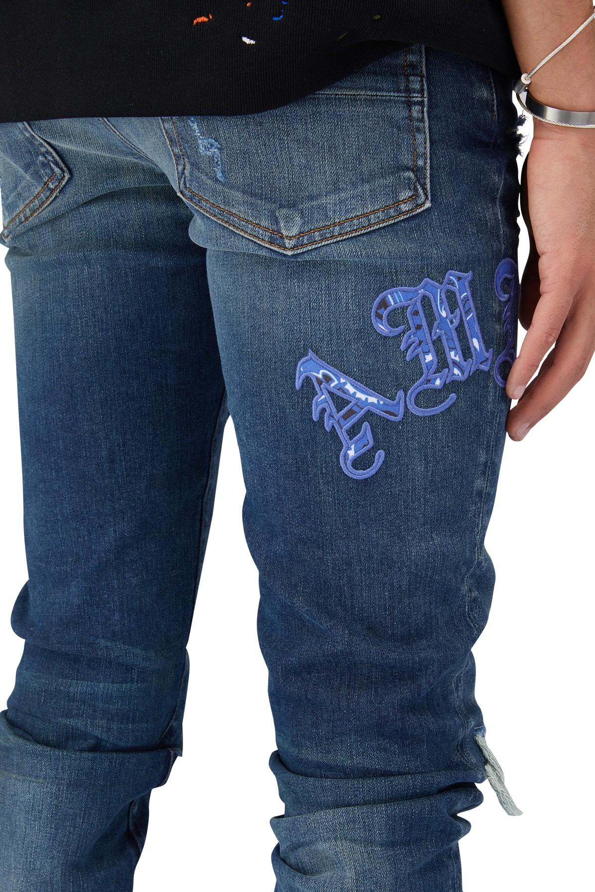 Amiri Old English Logo Jean in Blue for Men | Lyst
