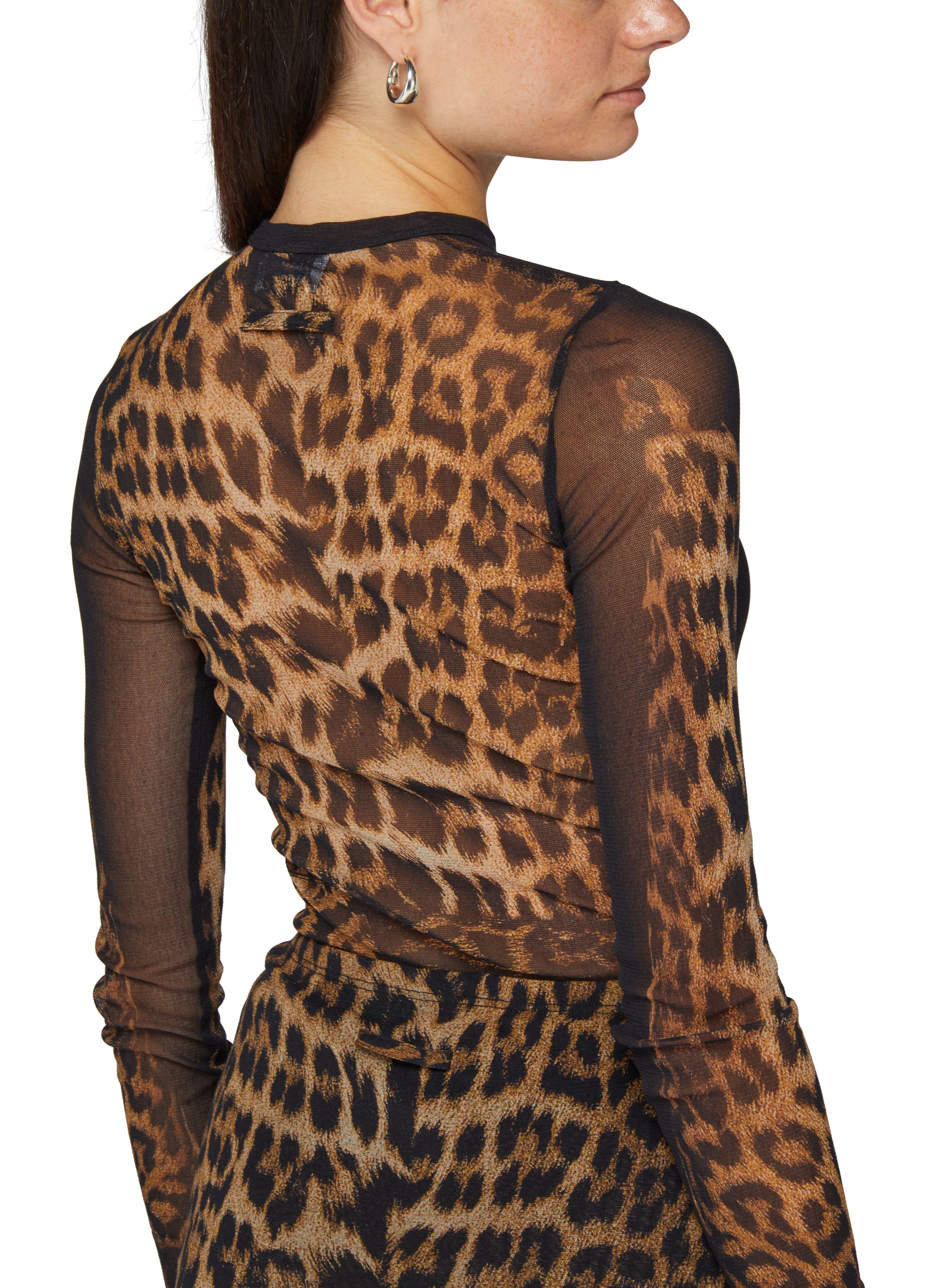 Blouse Femme O-cou à manches longues et imprimé léopard décontracté