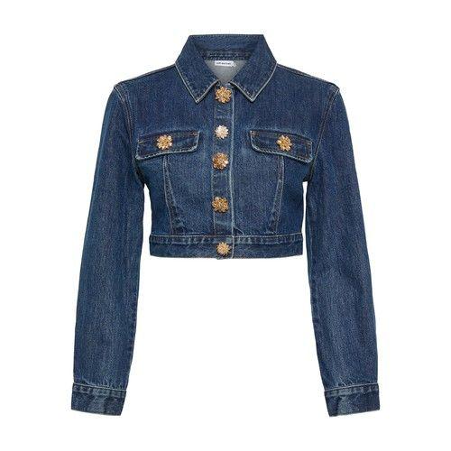 Self-Portrait Denim Jacket in Blue | Lyst