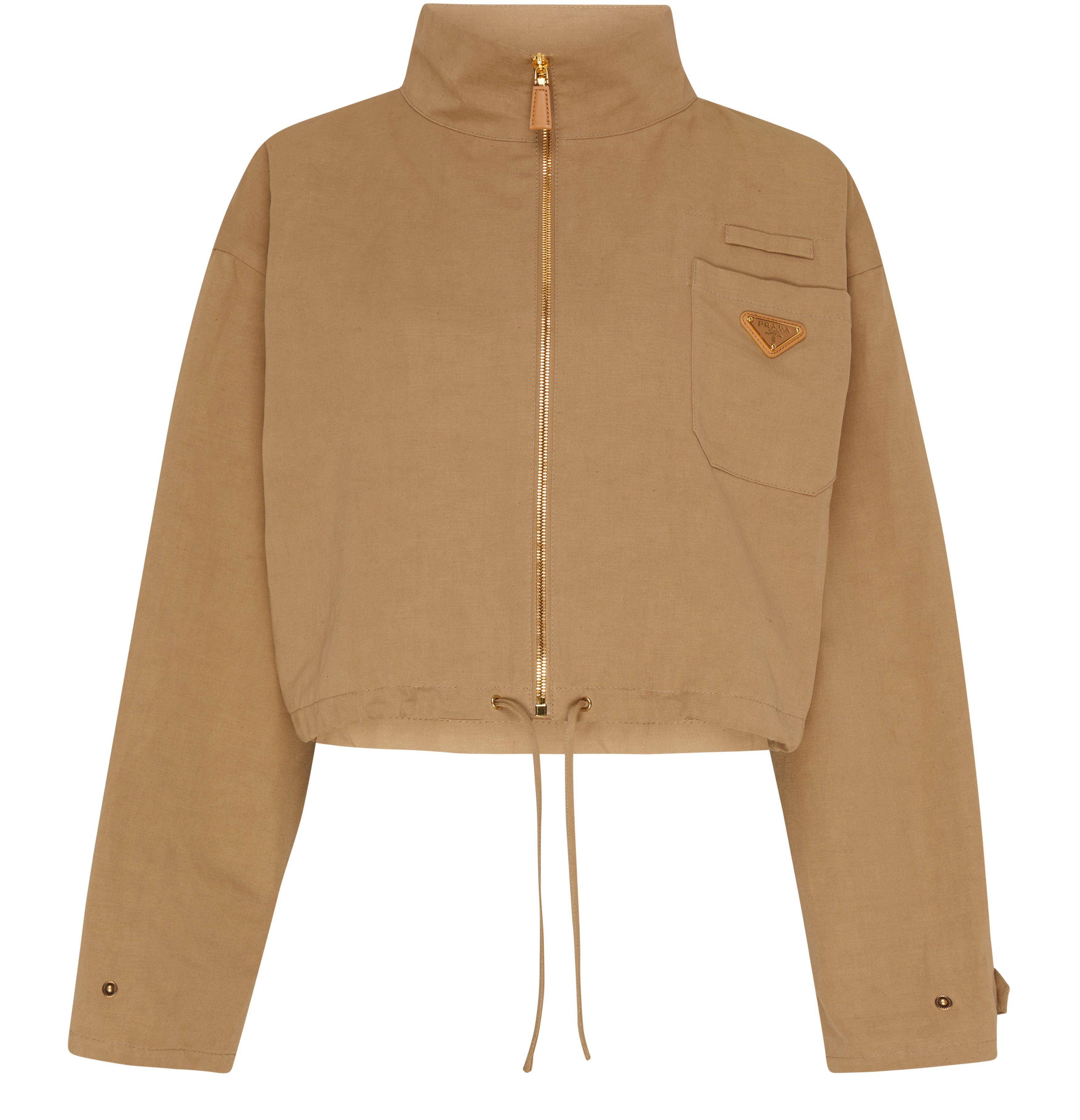 ジャケット・アウター PRADA SPORTS cotton linen jacket Prada logo-patch Cotton Jacket | Blue | FARFETCH