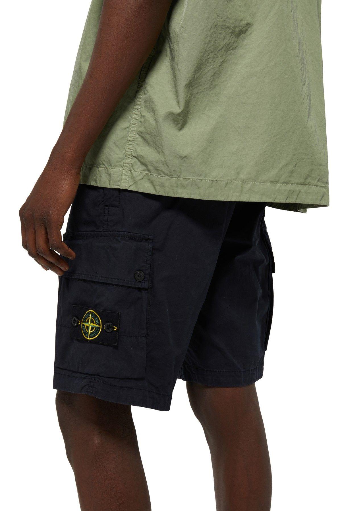 Stone Island Bermuda Slim Logo Patch Shorts in Blue for Men | Lyst