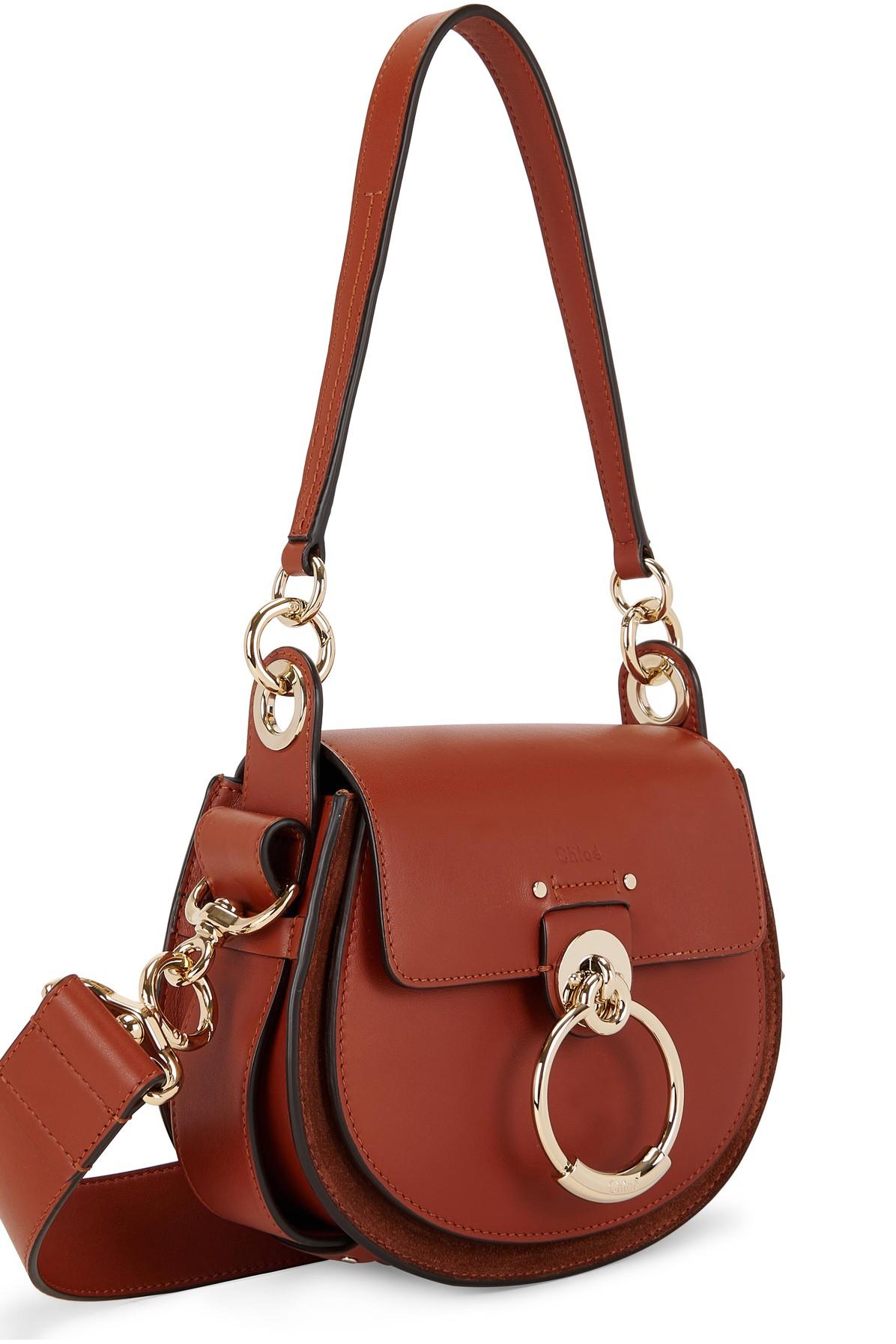 chloé small tess leather saddle bolsa