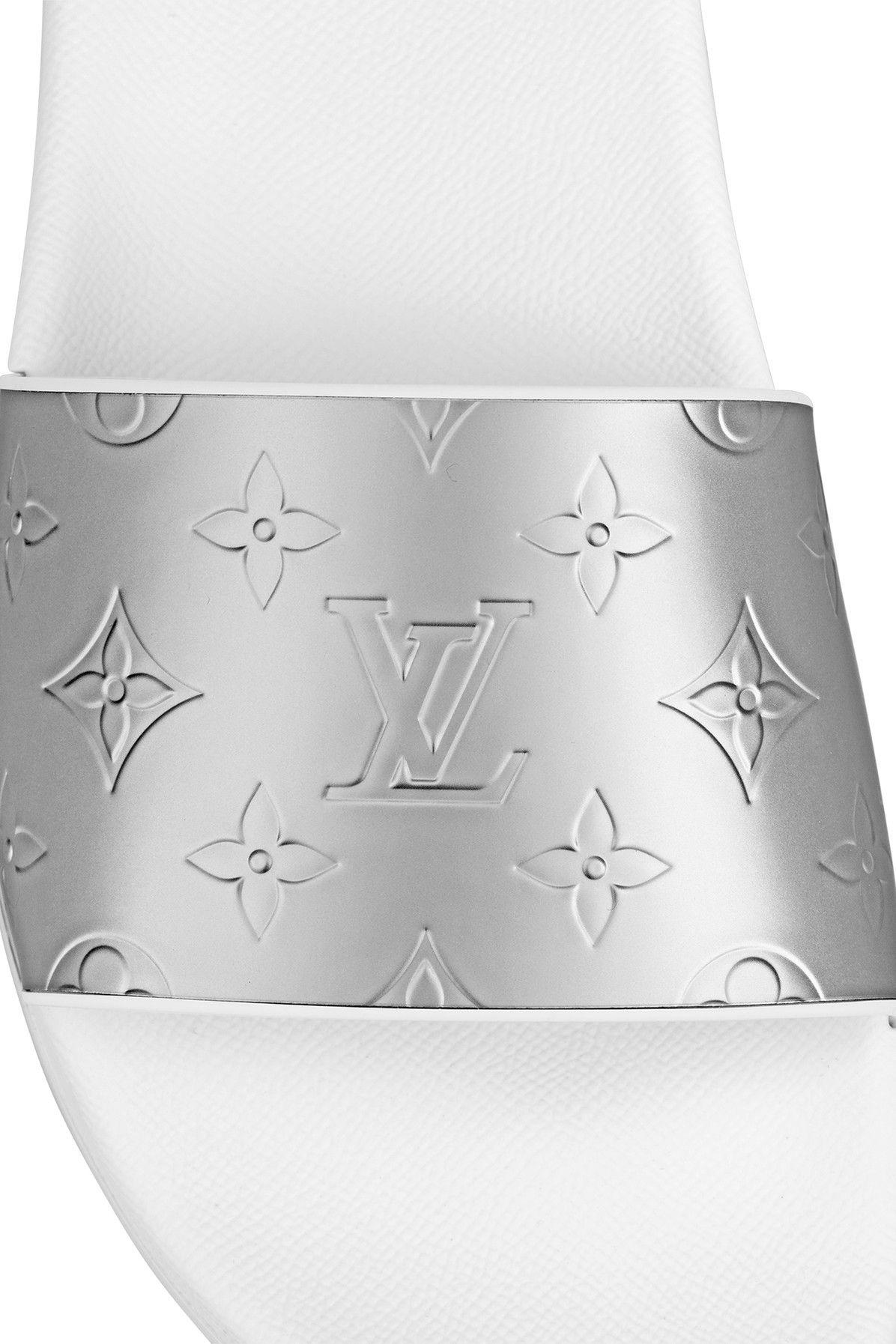 Pre-owned Louis Vuitton Waterfront Mule White Grey In White/grey