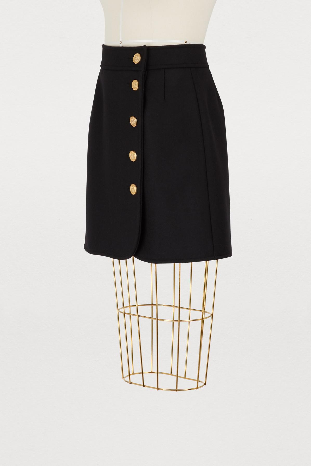 RED Valentino Wool Skirt With Gold Buttons in Nero (Black) - Lyst