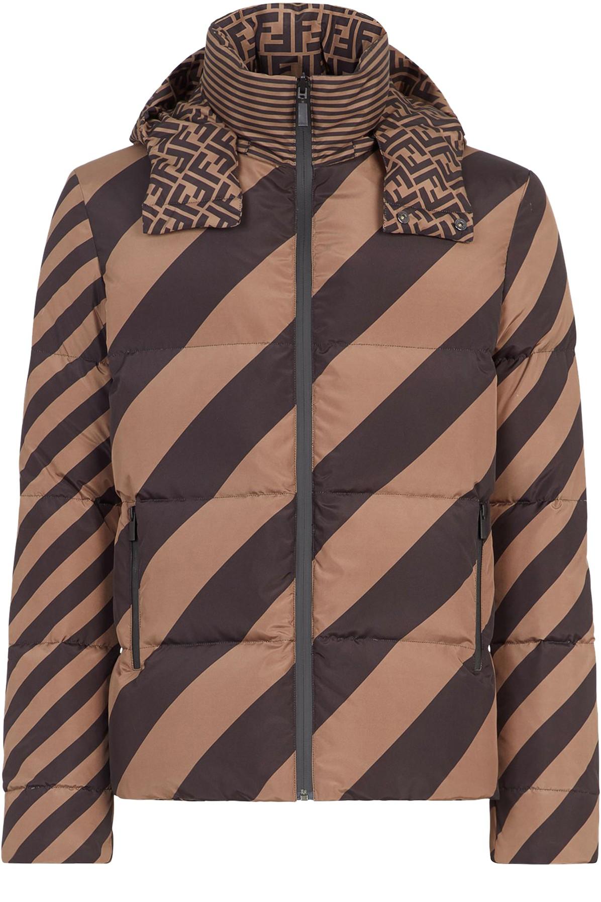 Fendi Synthetic Brown Nylon Down Jacket for Men - Lyst