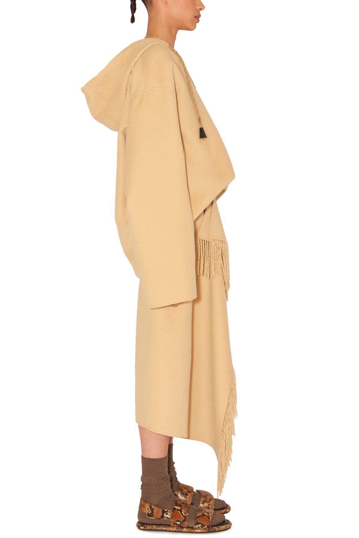 Nanushka Draped Wrap Light Double Wool Blanket Skirt in Natural | Lyst